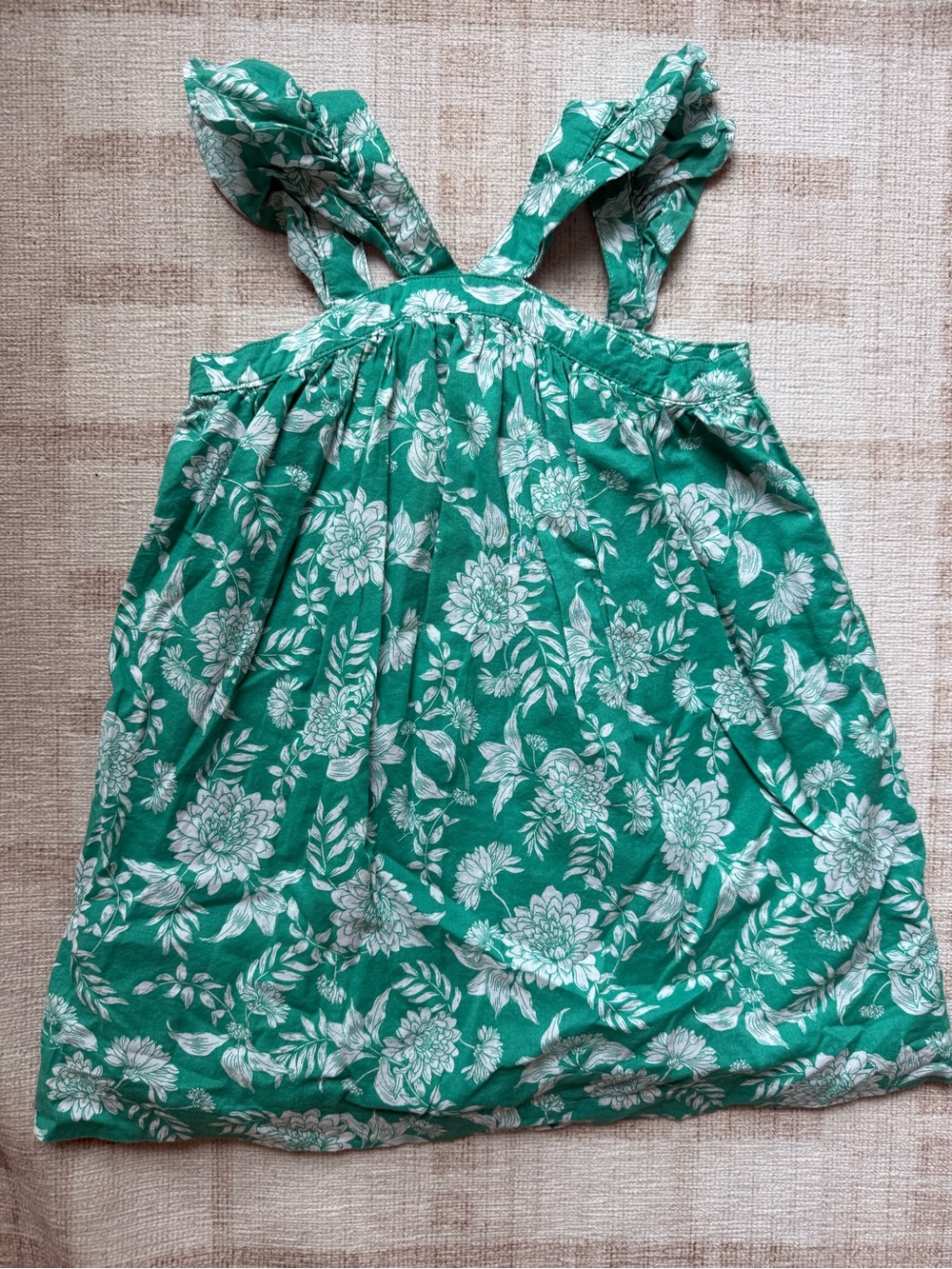 Janie and Jack Green Floral Fall Dress